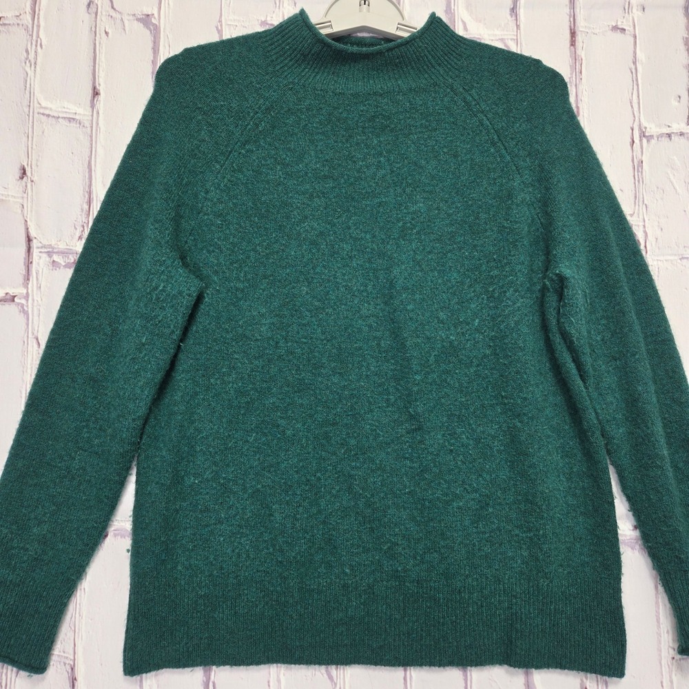 J. Crew Mock Neck Merino Wool Blend Sweater Pullover Green XS Re-Imagined Soft9